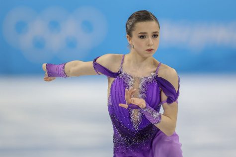 BEIJING, CHINA - FEBRUARY 15: Kamila Valieva of ROC performs during the Women's Single Skating Short Program on day eleven of the Beijing 2022 Winter Olympic Games on February 15, 2022 in Beijing, China. (Photo by Nikolay Muratkin/Anadolu Agency via Getty Images)