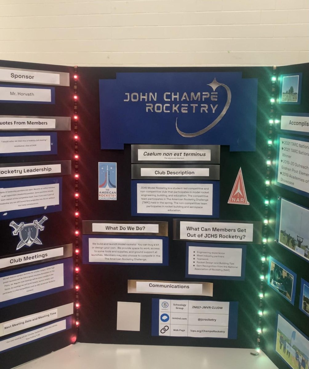 The Model Rocketry Club tri-fold was at the Club Fair with information for joining the club. 