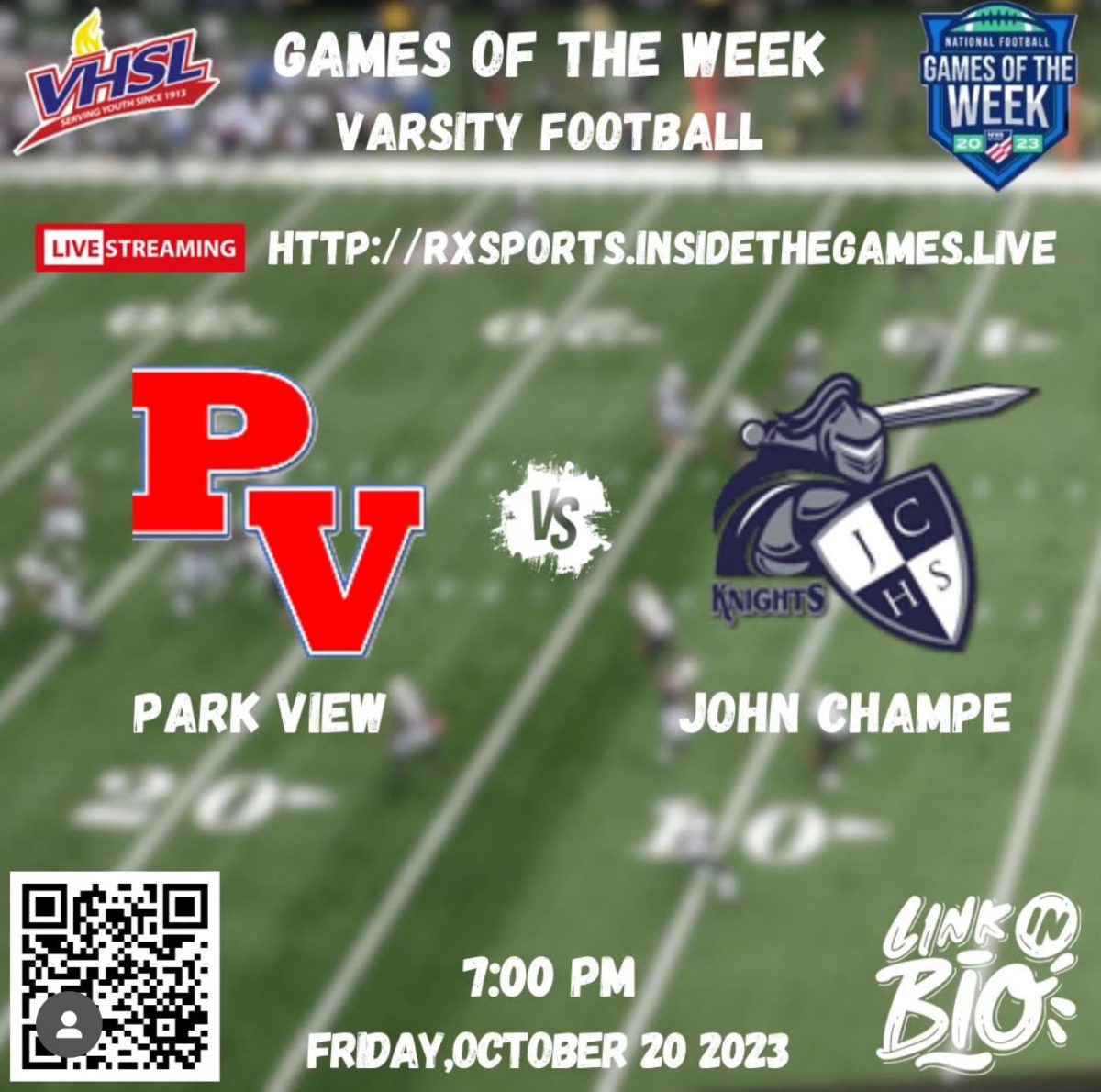 The Virginia High School League is posting updates about the game on their instagram. They posted the graphic to highlight the exciting match up between the two schools. 