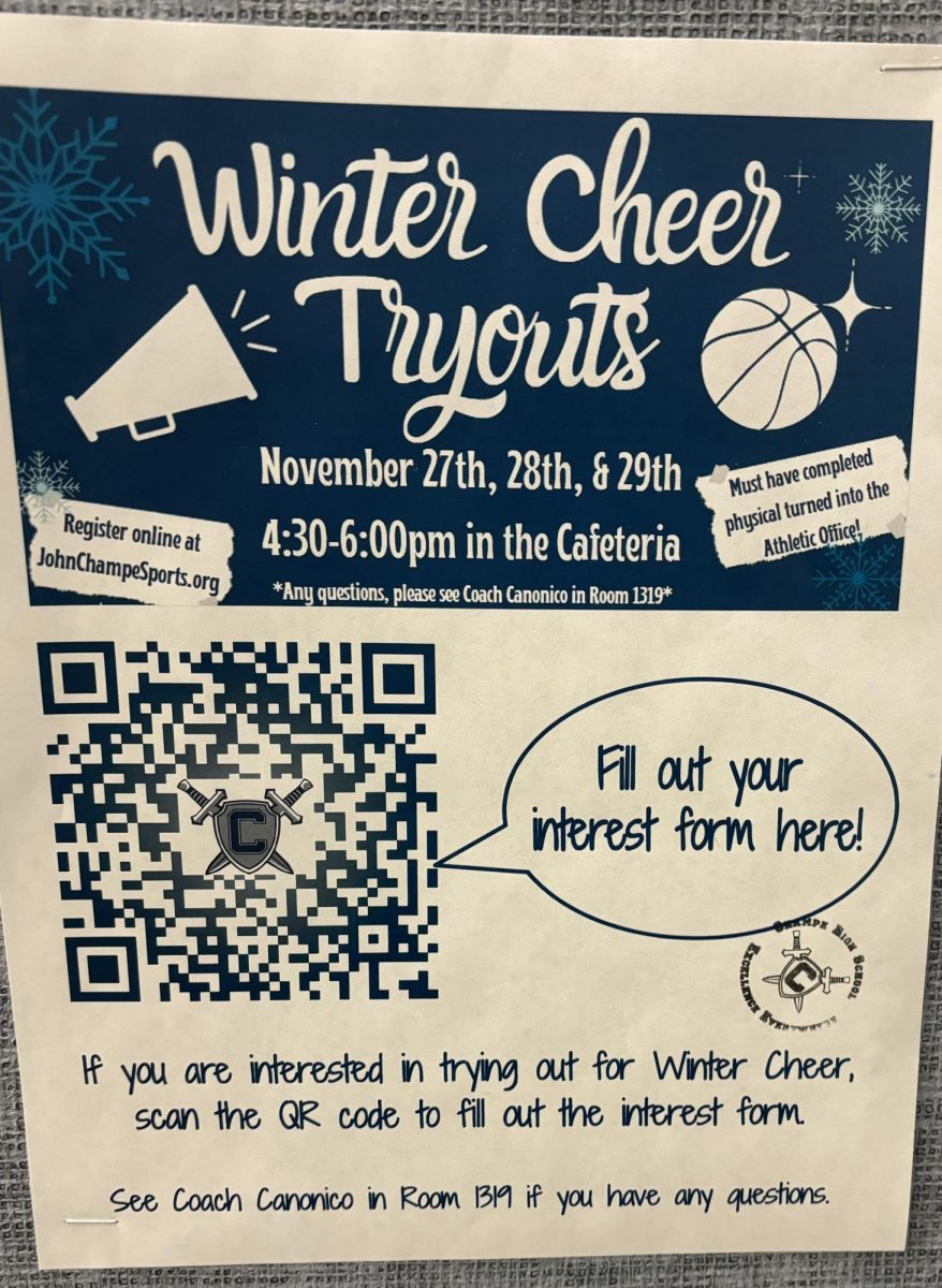 Cheer Instest Meeting posters are posted around the hallaways.