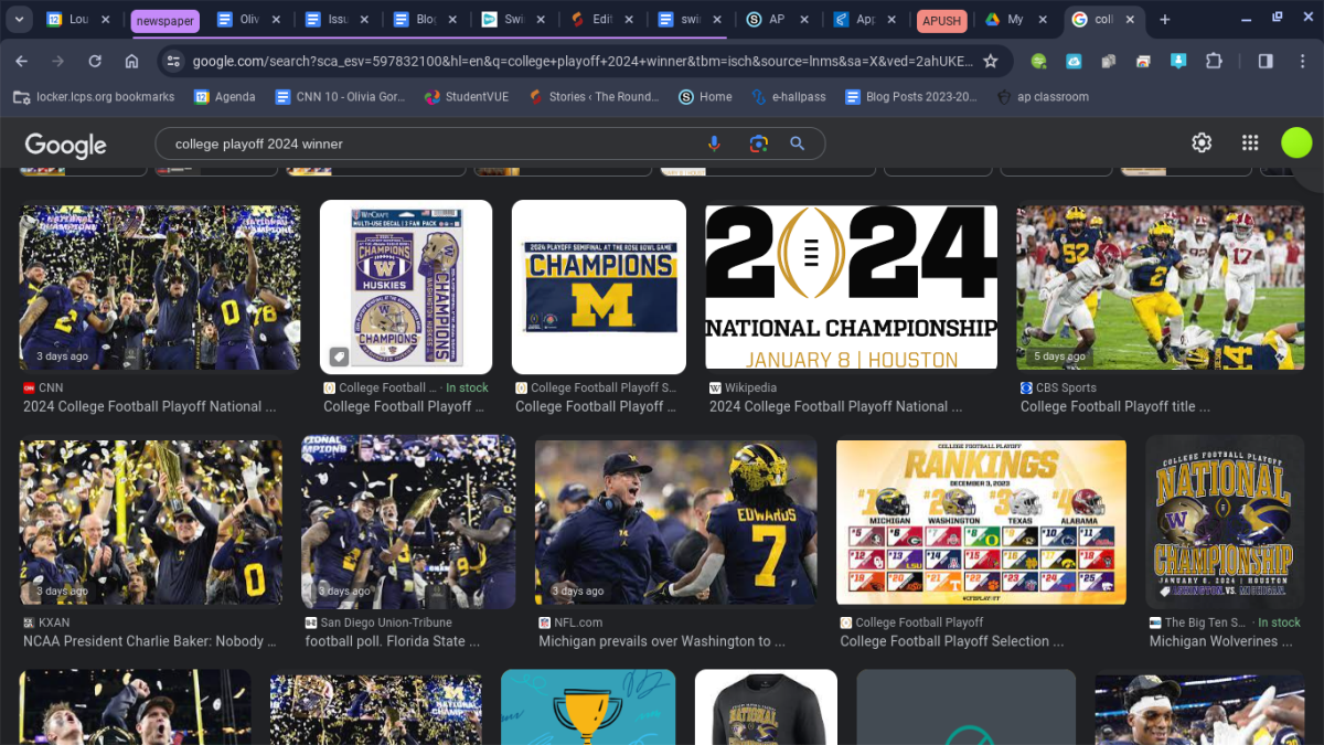 Olivia Gordon is doing more research on the College Playoff Final for her blog post. She found many good pictures of how the game played out. 