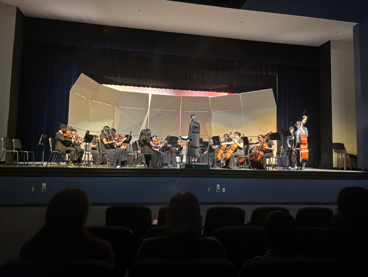 Intermediate Orchestra getting ready to play thier hardest piece of the evening, Nightshift.