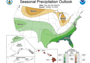 The NOAA weather channel has made a post for the 2024 weather outlook in their 2023, winter forecast predictions. This consisted of what snow rates could look like until February 2024.