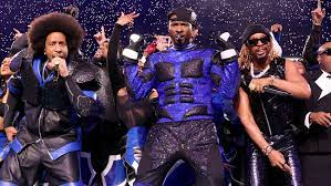 Usher is pictured next to Ludacris and Lil Jon during the Super Bowl Half time show. This was captured earlier this week at the 58th annual Super Bowl in Las Vegas.  