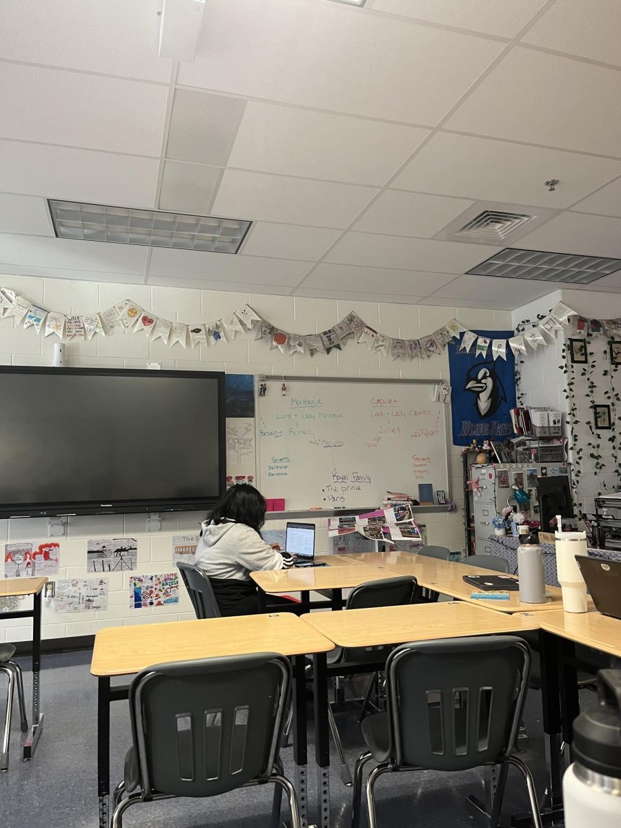 Empty classroom showing Senior Skip Day