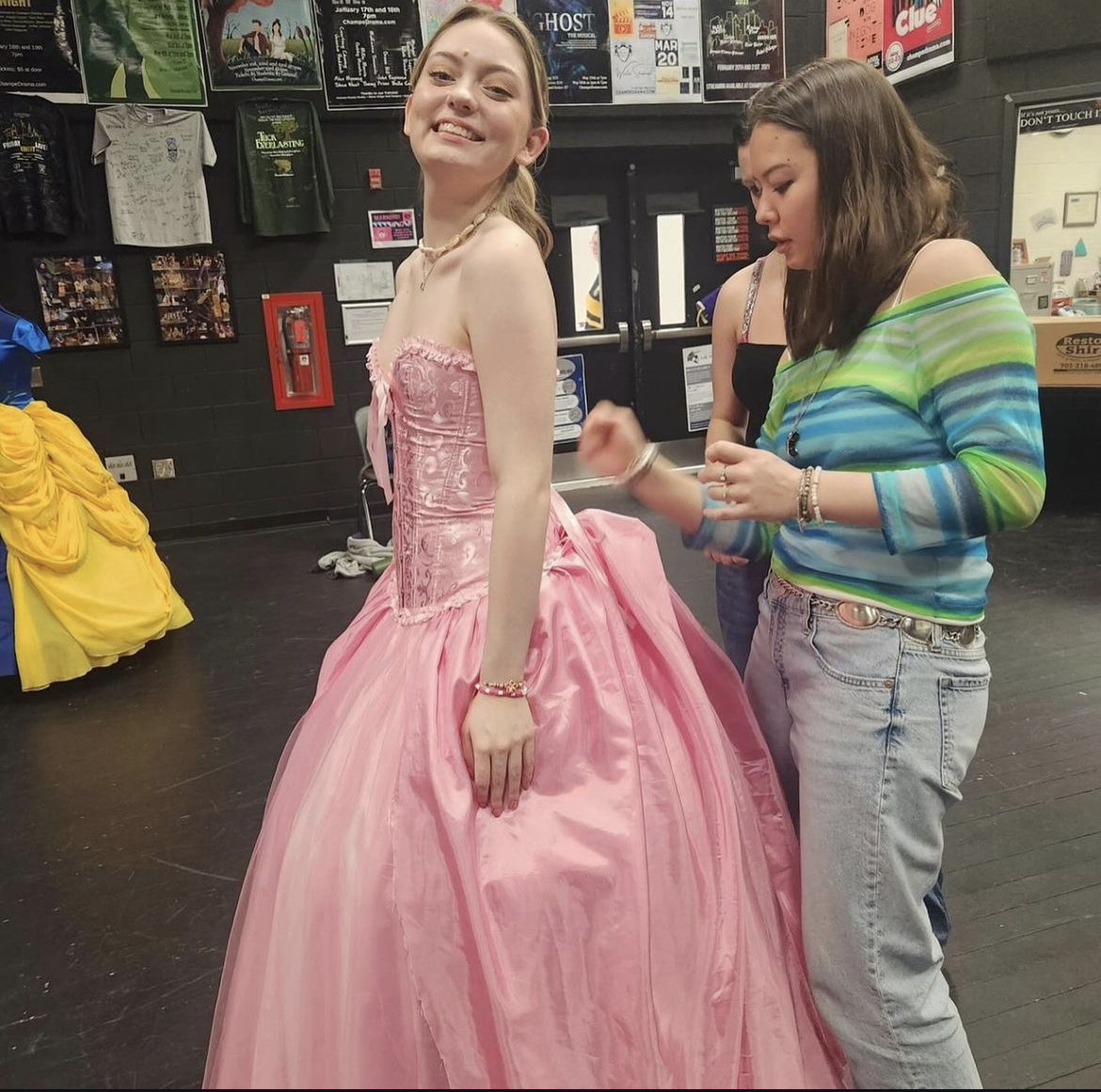 Karina Ebersole fitting the final costume for the play