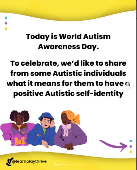 The opening image to a Autism Awareness post that SCA sent to inform students on the positive messages they are sharing. 