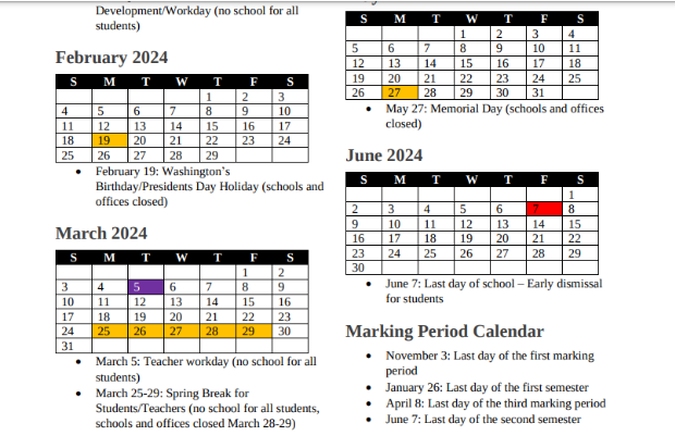 Prince William County ends their school year on June 7th, 2024. 