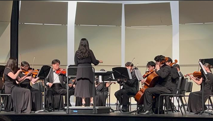 Champe students in the artist level of Orchestra are performing in their final concert. This photo was taken on May 16th, 2024 at the students last orchestra concert of the year. 