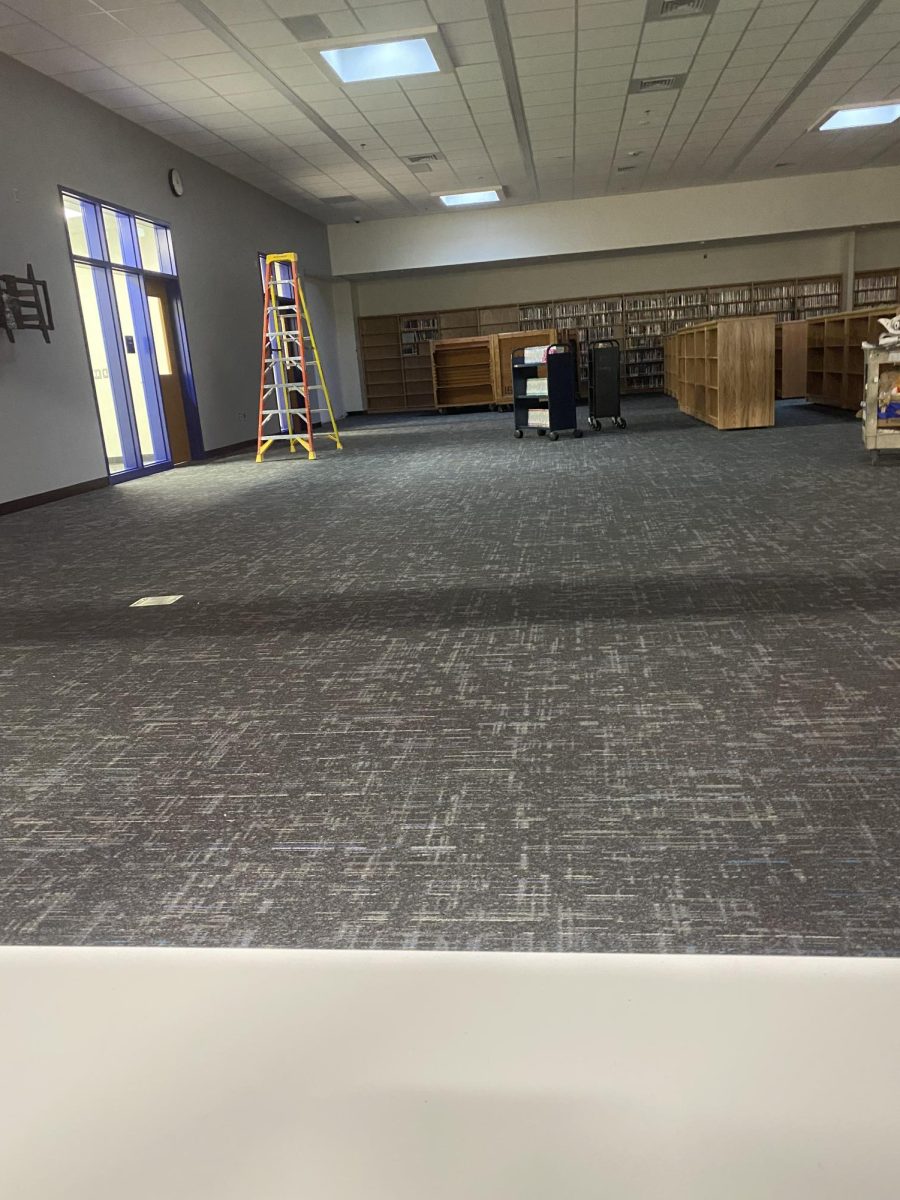 Taken after school at Champe. This photo shows how close the library is to being done, and how there is not much time before the library is reopened for students  and staff to use.