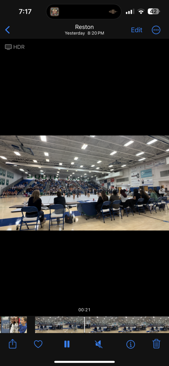 JV Cheer is seen before their routine. They completed it for the first time at South Lakes High School. 