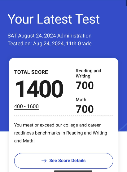 Students receive thier SAT score from the August SAT on the 6th of September. 