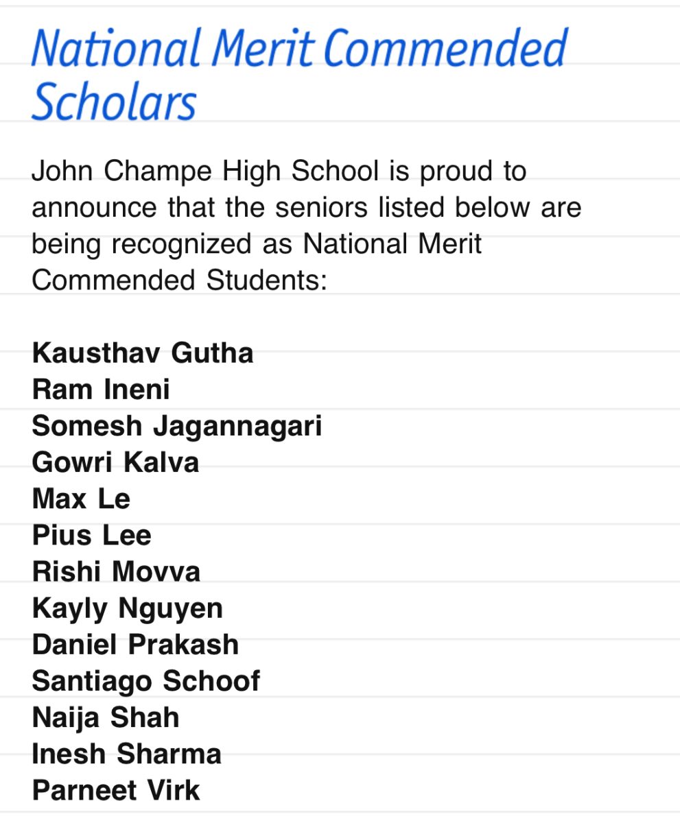 The full names of the 13 seniors who were  recognized as Commended Scholars by the National Merit Scholarship Corporation.