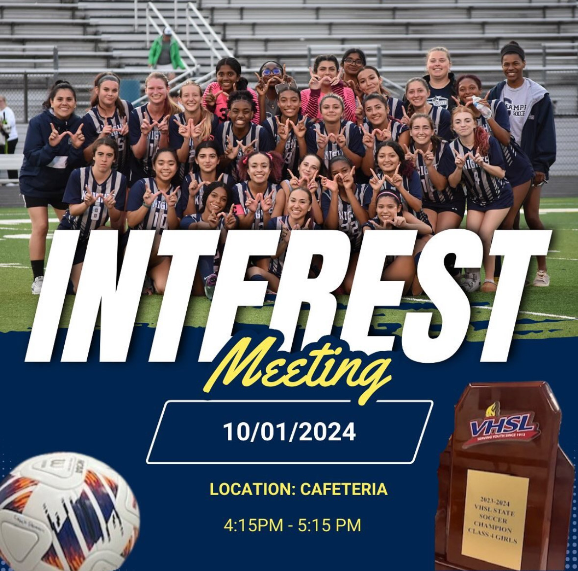 Champe Soccer is having their interest meeting. The meeting was in the cafeteria on Oct. 1.  