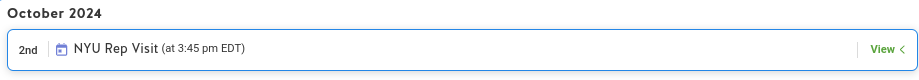 SchoolLinks display of NYU rep visit registration.