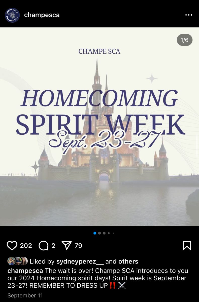 Champe Student Council association posts updates as much as they can. They posted this slide about the homecoming spirit week to get students involved and feeling spirited.