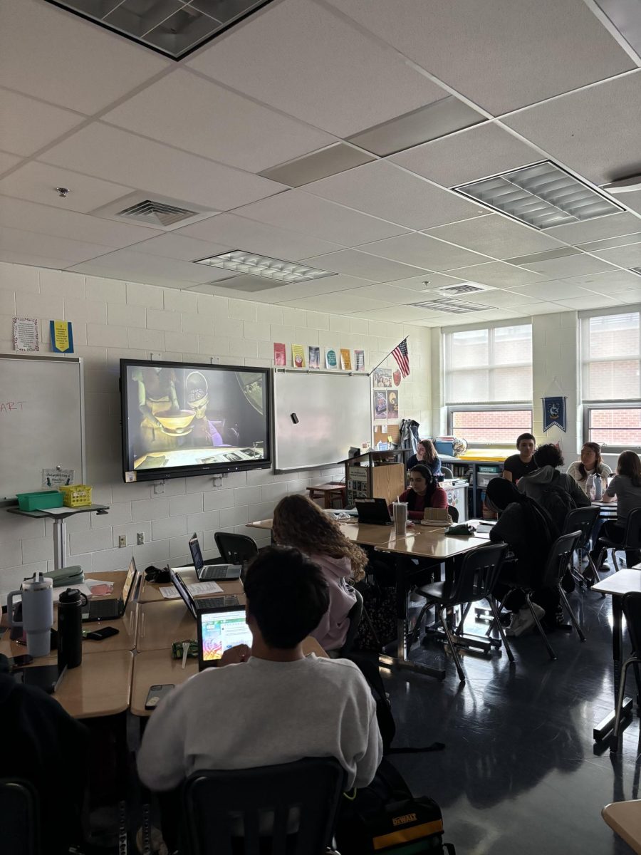 Students enjoying the "Nightmare Before Christmas" during lunch. 