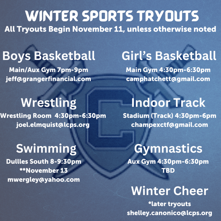 2024 Winter Sports Tryout dates.