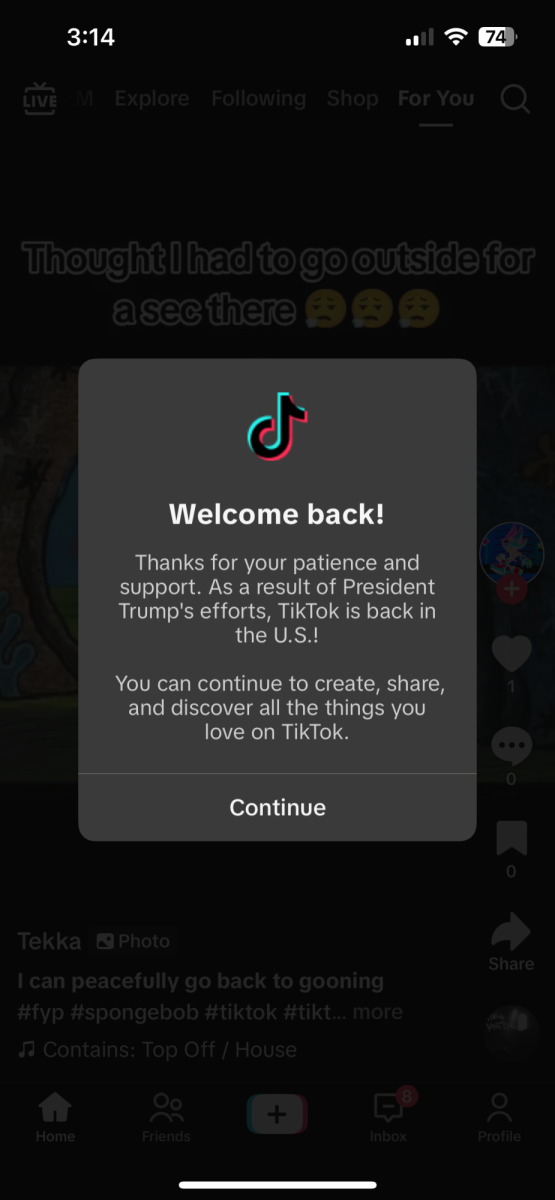 The banner that was shown to users on the afternoon of January 19th, 2025. However, some users still couldn't access TikTok for hours after this notification.