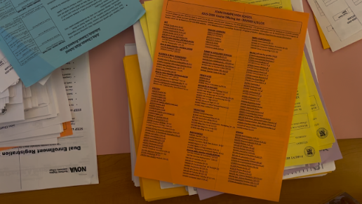 A 2025 - 2026 JCHS school year offered courses sheet on councilor Laura Thompson's desk Feb. 26, 2025. Lists like these are given to students during course selections so they know what different core classes and electives JCHS offers.
