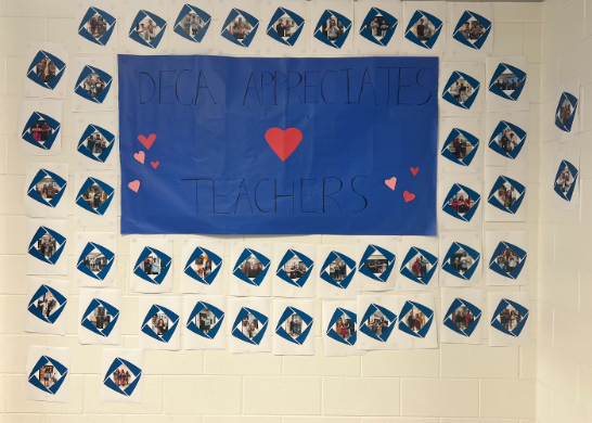 The teacher appreciation wall by the Armory.
