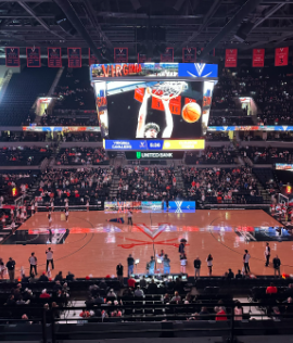 JPJ Arena on the Cavaliers senior night. The arena was rather empty given the occasion, but the seniors were still able to have their entire jersey presentation and family moment before they played against Clemson. 