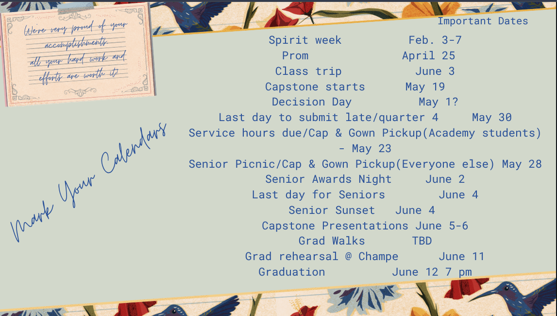 The 2025 class sponsor, Dr. Rice posts updates regularly on Schoology, and he does an incredible job of keeping seniors informed so they are prepared to finish their careers at Champe smoothly. 