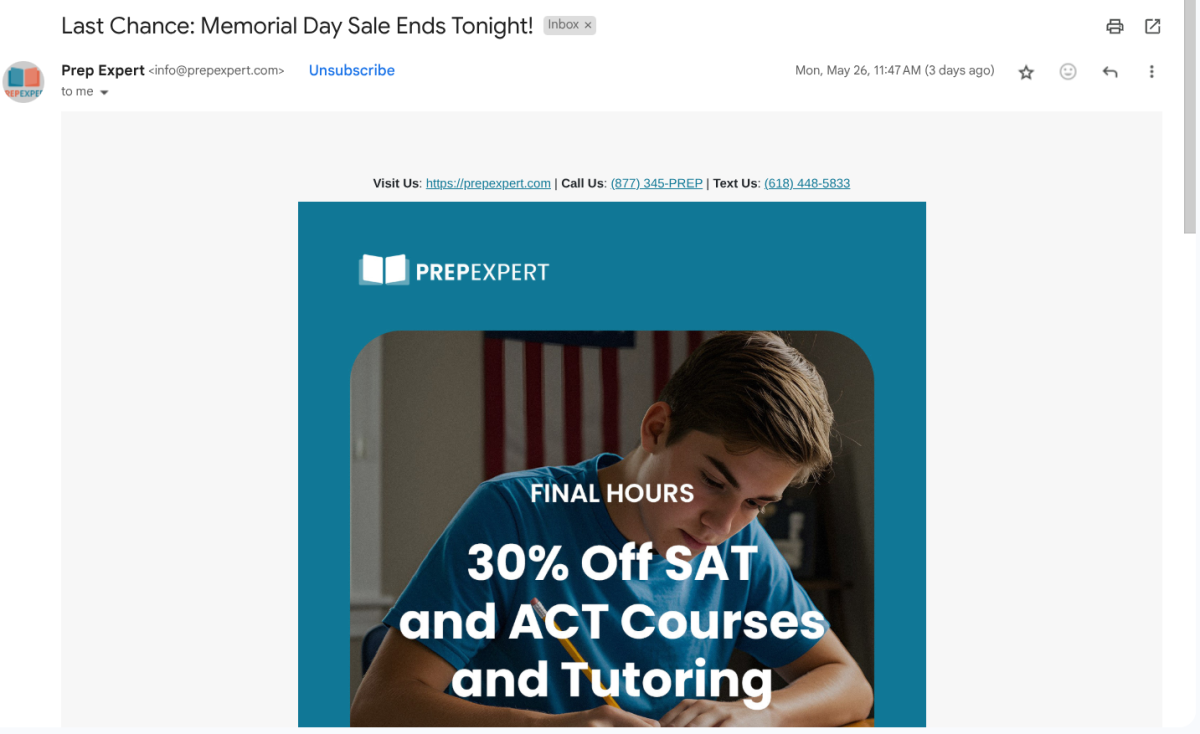 Another type of Memorial Day sale happening through email promotions. 