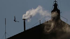 White smoke comes from the SIstine Chapel chimney at 6:07 P.M. CEST, signaling an end to the papal conclave.