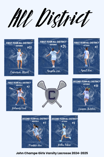 All the district awards are now announced for the girls' varsity lacrosse team (shown in the photo above). Girls who were awarded First Team All-District have gone on to be placed on regional teams.