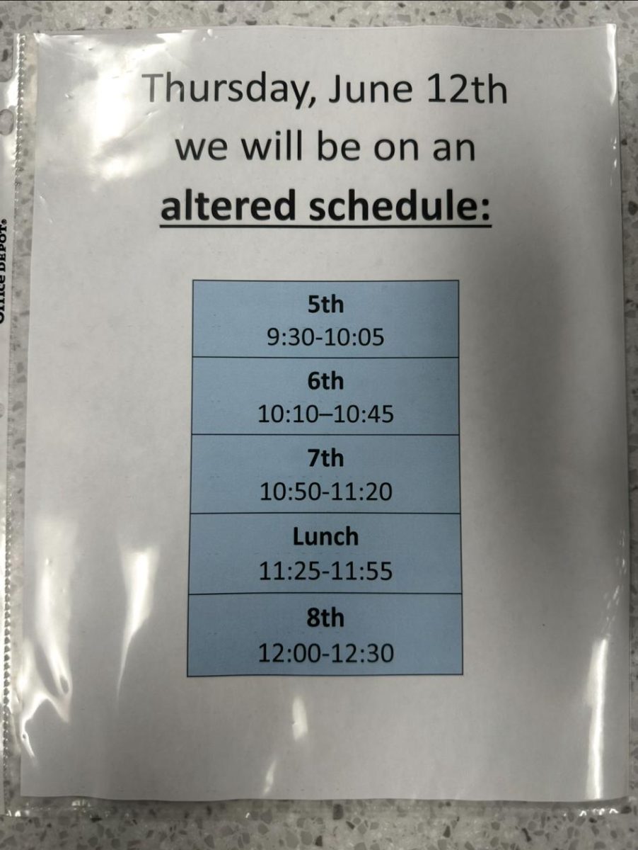 Alternative Schedule for staff and students on Thursday, June 12. 