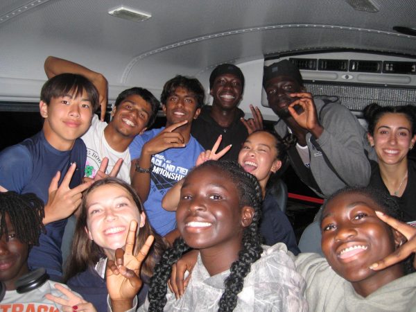 The athletes on the bus going home from States. The athletes shared the bus with Rock Ridge athletes. 
