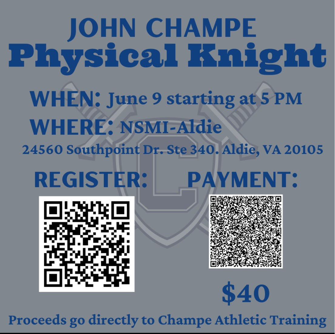 John Champe Physical Knight flyer posted on the Knightly Newsletter. All parents and students were reminded of this event to gain more attraction.